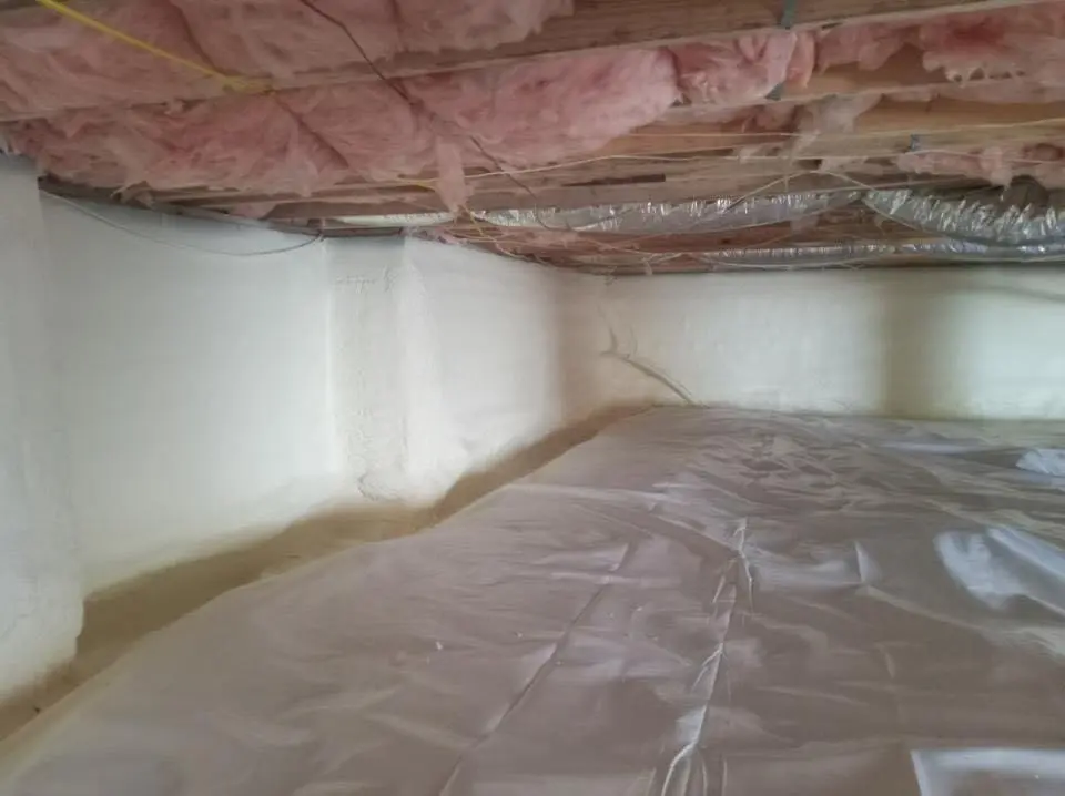 Crawl space encapsulation with closed-cell spray foam for Roof Waterproofing in Shrewsbury